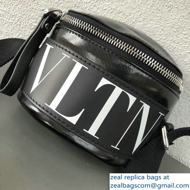 Valentino VLTN Shiny Canvas Cross Body Camera Bag Black 2018