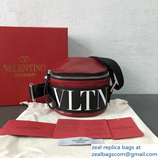 Valentino VLTN Shiny Canvas Cross Body Camera Bag Red 2018