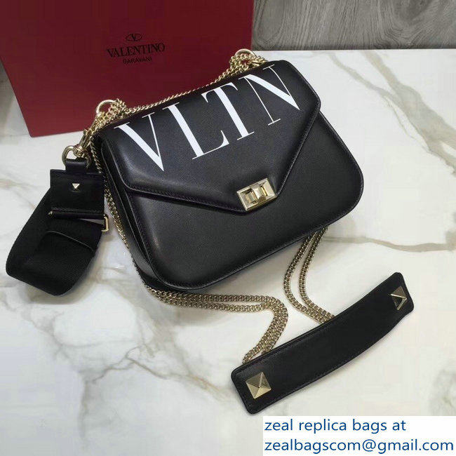 Valentino VLTN Shoulder Strap Chain Saddle Bag Black 2018