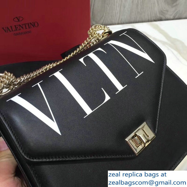 Valentino VLTN Shoulder Strap Chain Saddle Bag Black 2018