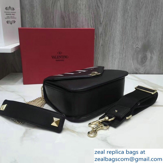 Valentino VLTN Shoulder Strap Chain Saddle Bag Black 2018 - Click Image to Close
