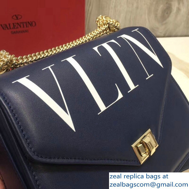 Valentino VLTN Shoulder Strap Chain Saddle Bag Blue 2018