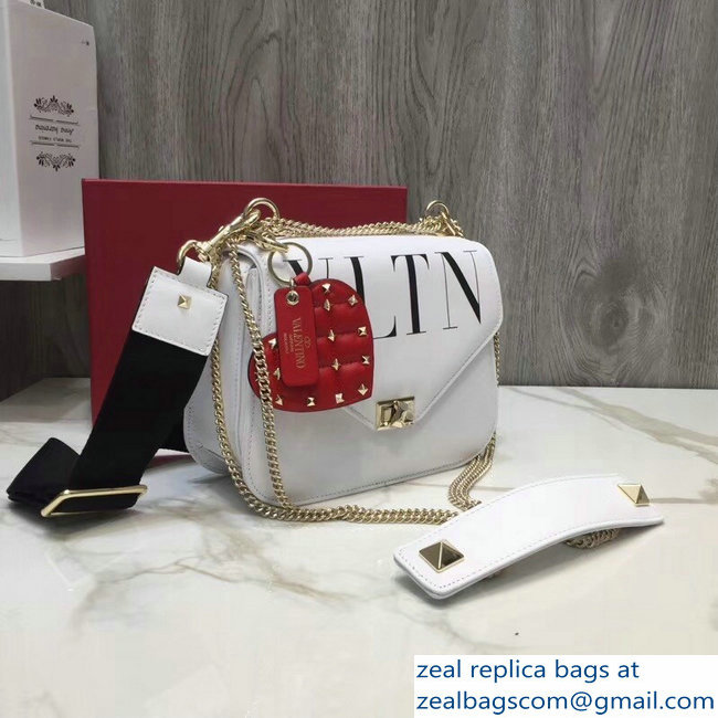 Valentino VLTN Shoulder Strap Chain Saddle Bag White 2018