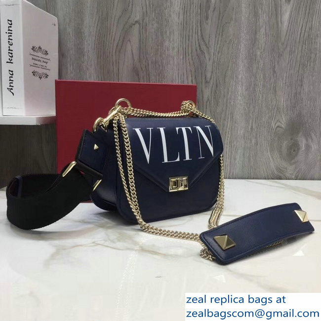 Valentino VLTN Shoulder Strap Chain Saddle Small Bag Blue 2018 - Click Image to Close