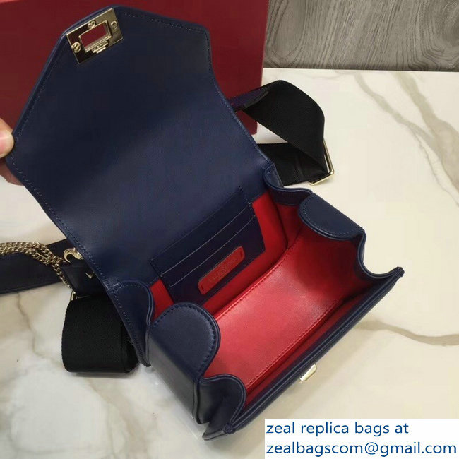 Valentino VLTN Shoulder Strap Chain Saddle Small Bag Blue 2018 - Click Image to Close