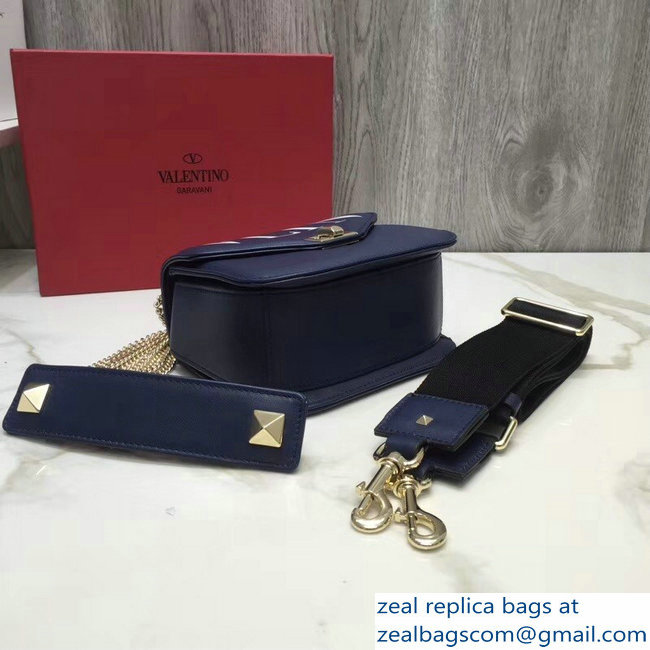 Valentino VLTN Shoulder Strap Chain Saddle Small Bag Blue 2018 - Click Image to Close