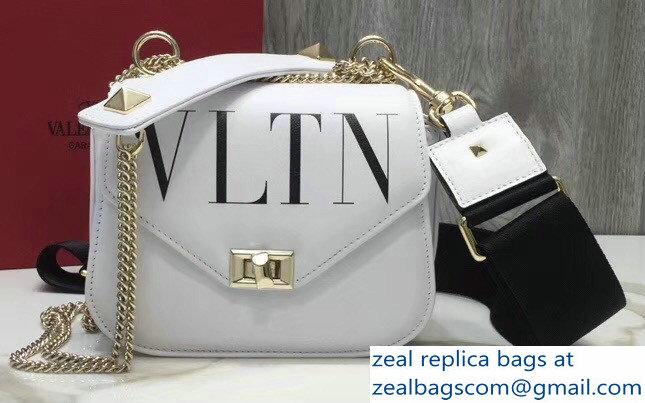 Valentino VLTN Shoulder Strap Chain Saddle Small Bag White 2018 - Click Image to Close