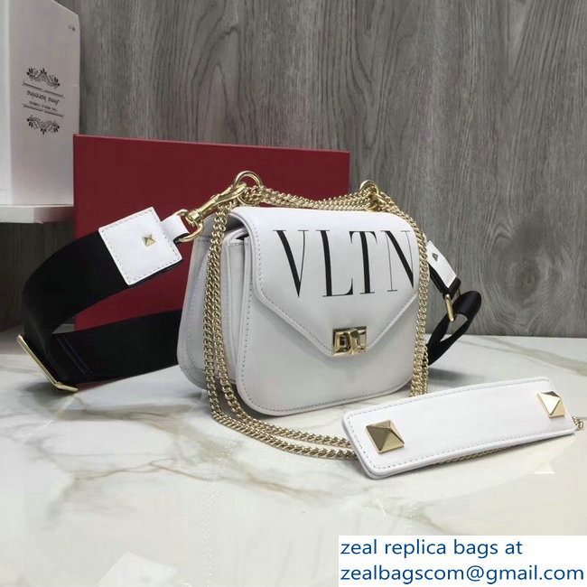 Valentino VLTN Shoulder Strap Chain Saddle Small Bag White 2018