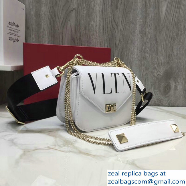 Valentino VLTN Shoulder Strap Chain Saddle Small Bag White 2018 - Click Image to Close