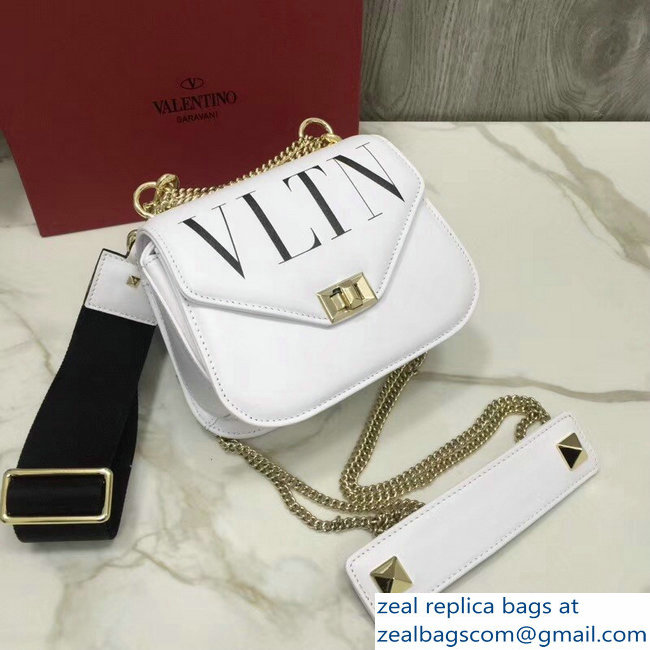 Valentino VLTN Shoulder Strap Chain Saddle Small Bag White 2018