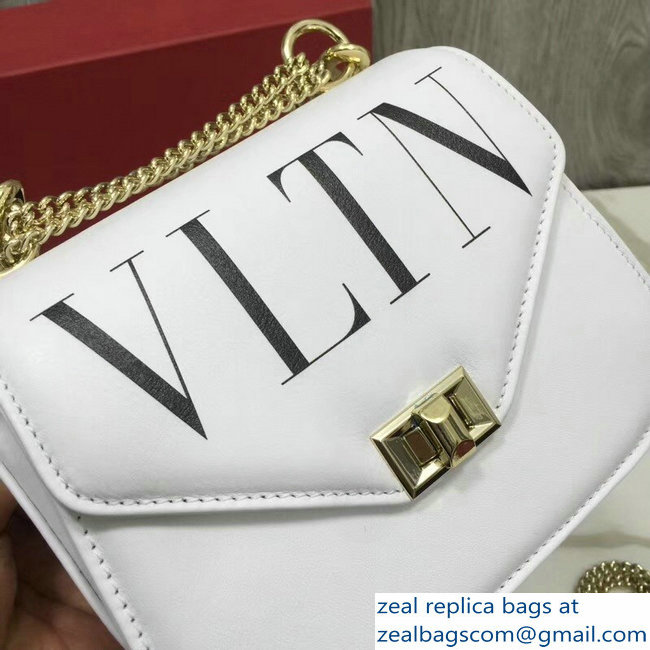 Valentino VLTN Shoulder Strap Chain Saddle Small Bag White 2018