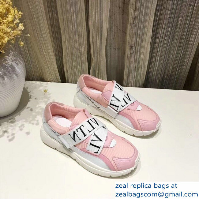 Valentino VLTN Stretch Knit And Leather Heroes Her Sneakers Pink 2018