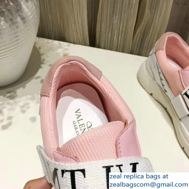 Valentino VLTN Stretch Knit And Leather Heroes Her Sneakers Pink 2018 - Click Image to Close