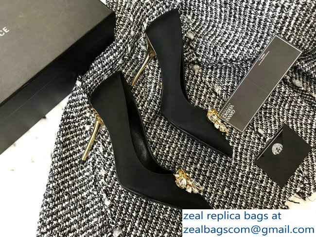 Versace Heel 9cm Crystal and Medusa Pumps Black