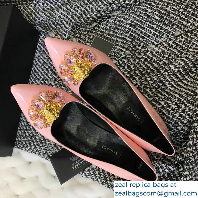 Versace Heel 9cm Crystal and Medusa Pumps Patent Pink