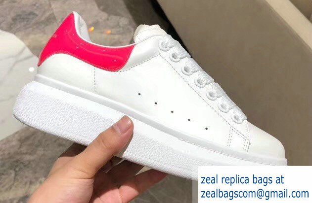 Alexander McQueen Oversized Sneakers White/Patent Fuchsia - Click Image to Close