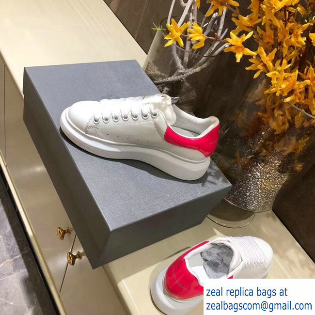 Alexander McQueen Oversized Sneakers White/Patent Fuchsia - Click Image to Close