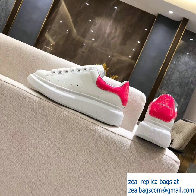 Alexander McQueen Oversized Sneakers White/Patent Fuchsia - Click Image to Close