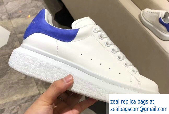 Alexander McQueen Oversized Sneakers White/Suede Blue - Click Image to Close