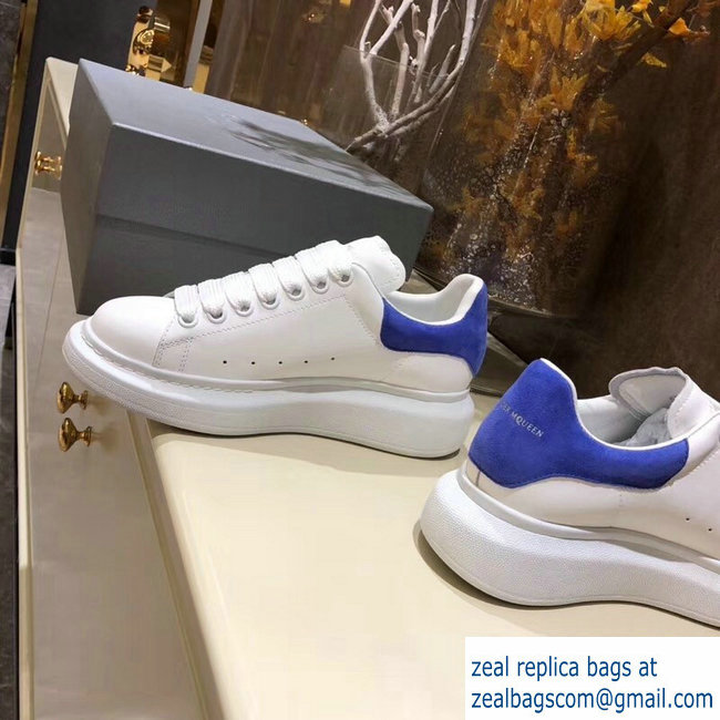 Alexander McQueen Oversized Sneakers White/Suede Blue - Click Image to Close