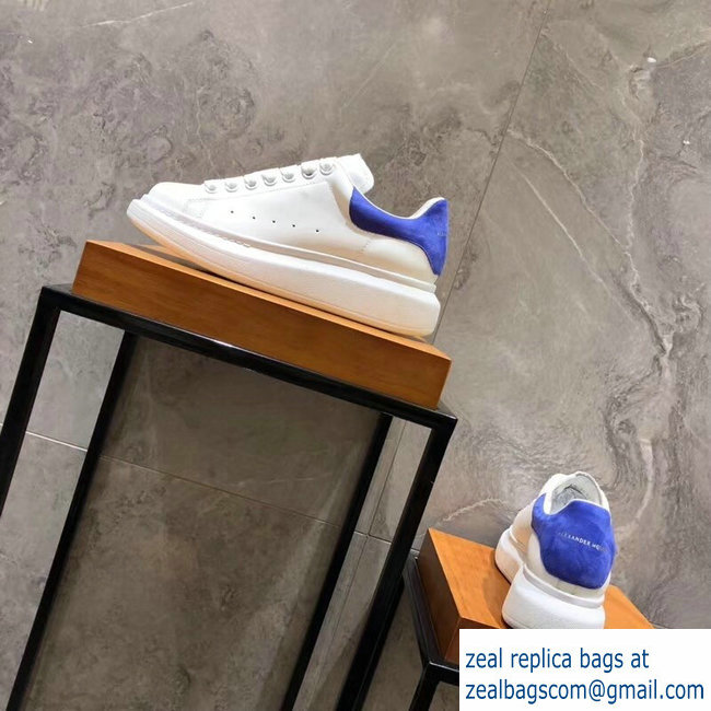 Alexander McQueen Oversized Sneakers White/Suede Blue - Click Image to Close