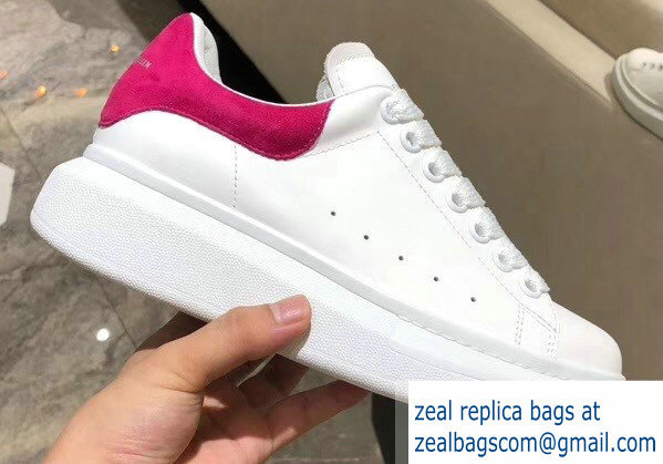 Alexander McQueen Oversized Sneakers White/Suede Fuchsia - Click Image to Close