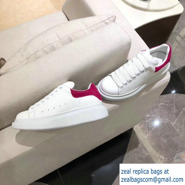 Alexander McQueen Oversized Sneakers White/Suede Fuchsia - Click Image to Close
