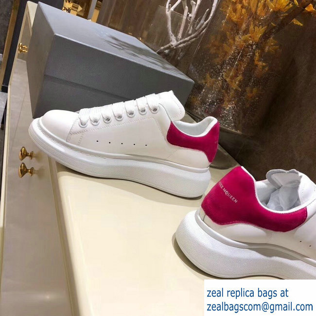 Alexander McQueen Oversized Sneakers White/Suede Fuchsia - Click Image to Close