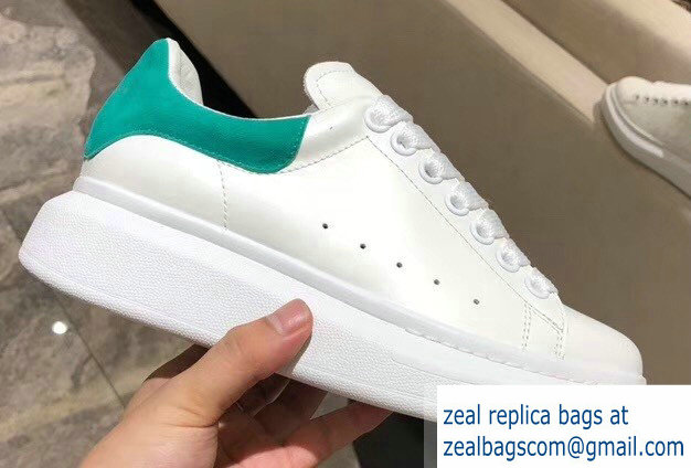 Alexander McQueen Oversized Sneakers White/Suede Green - Click Image to Close