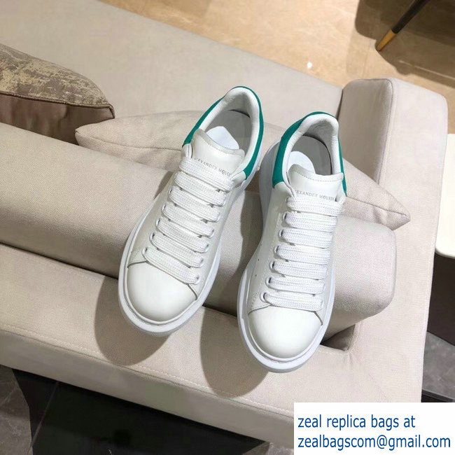 Alexander McQueen Oversized Sneakers White/Suede Green - Click Image to Close