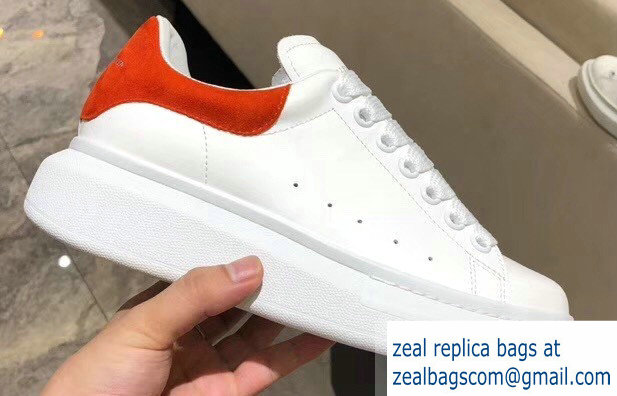 Alexander McQueen Oversized Sneakers White/Suede Orange - Click Image to Close