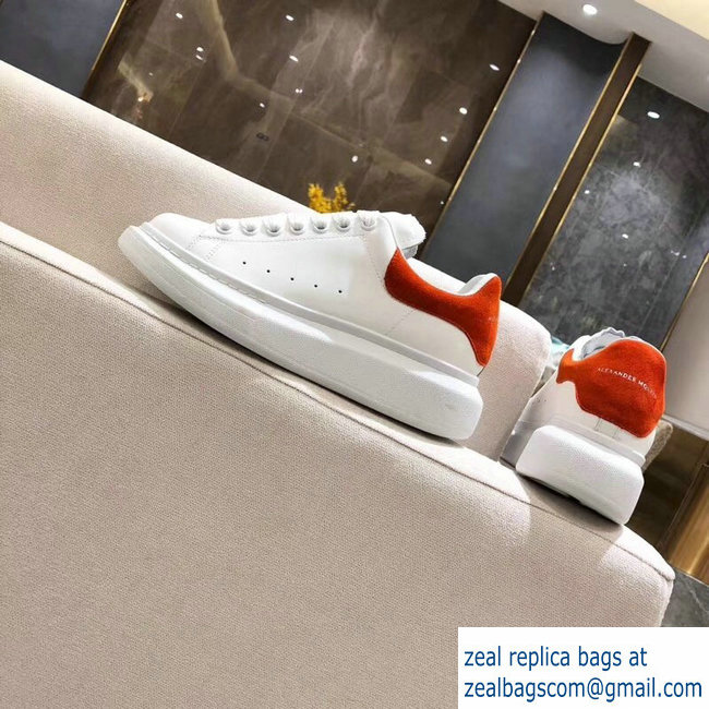 Alexander McQueen Oversized Sneakers White/Suede Orange - Click Image to Close