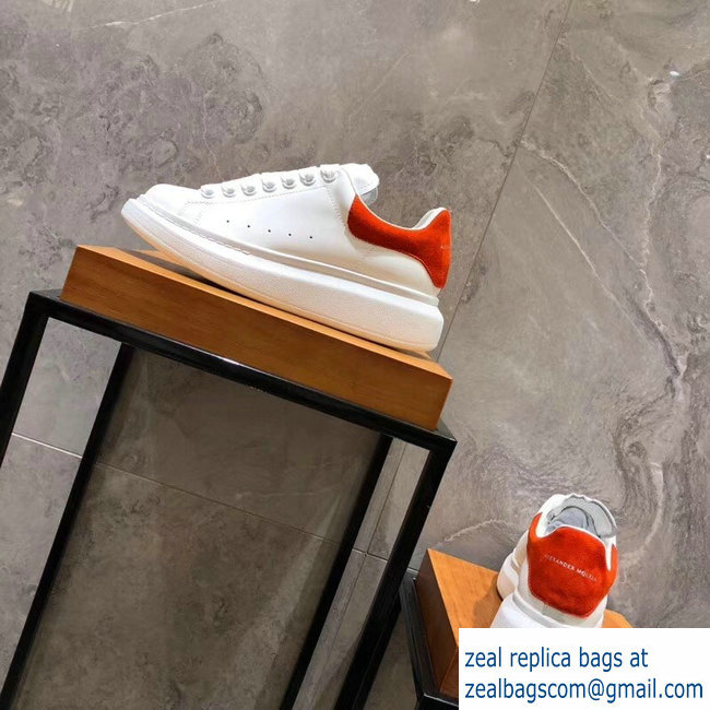 Alexander McQueen Oversized Sneakers White/Suede Orange - Click Image to Close