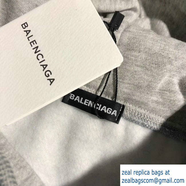 Balenciaga BB Logo Hoodie Sweater Gray 2018 - Click Image to Close