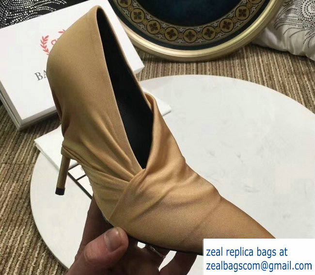 Balenciaga Heel 10cm Knife Draped Stretch Jersey Satin Pumps Apricot 2019