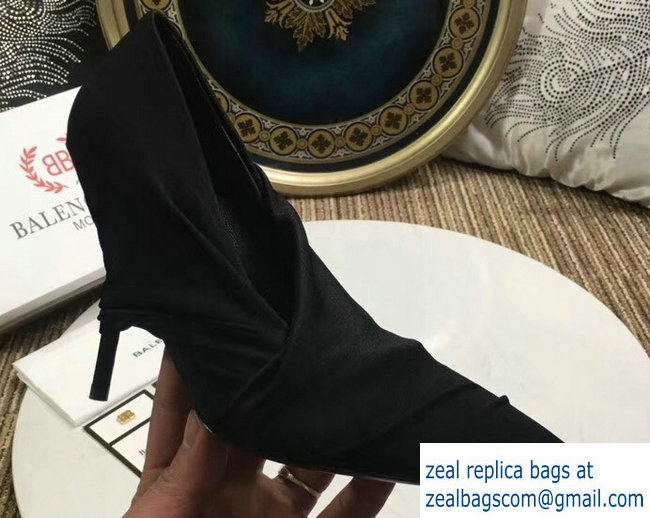 Balenciaga Heel 10cm Knife Draped Stretch Jersey Satin Pumps Black 2019 - Click Image to Close