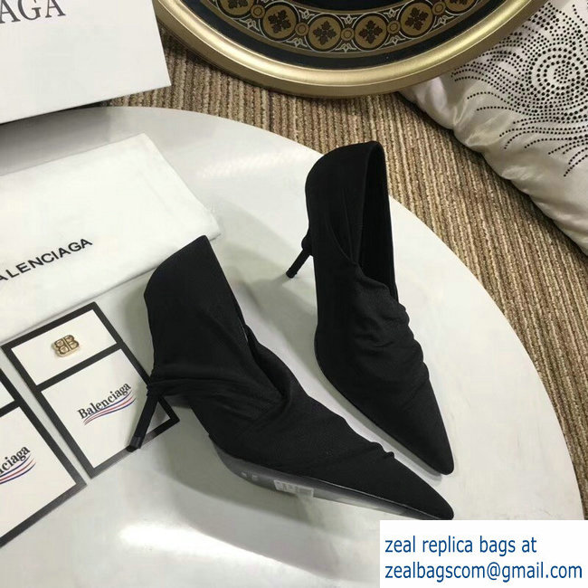 Balenciaga Heel 10cm Knife Draped Stretch Jersey Satin Pumps Black 2019 - Click Image to Close