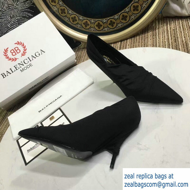Balenciaga Heel 10cm Knife Draped Stretch Jersey Satin Pumps Black 2019