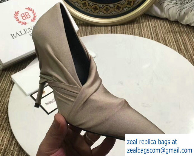 Balenciaga Heel 10cm Knife Draped Stretch Jersey Satin Pumps Camel 2019 - Click Image to Close