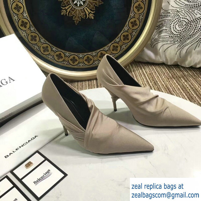 Balenciaga Heel 10cm Knife Draped Stretch Jersey Satin Pumps Camel 2019 - Click Image to Close