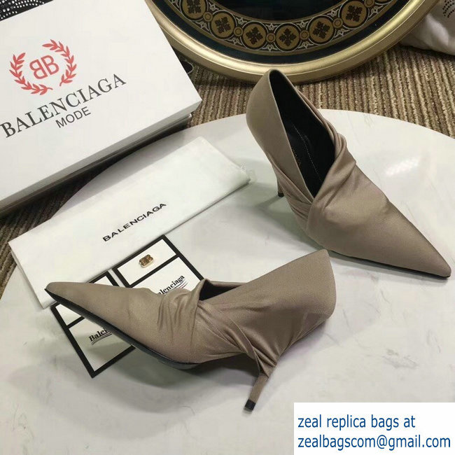 Balenciaga Heel 10cm Knife Draped Stretch Jersey Satin Pumps Camel 2019 - Click Image to Close