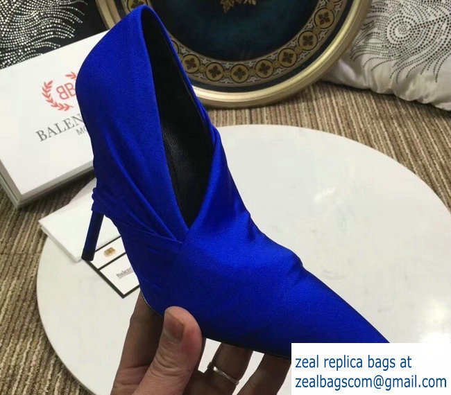 Balenciaga Heel 10cm Knife Draped Stretch Jersey Satin Pumps Cobalt Blue 2019 - Click Image to Close