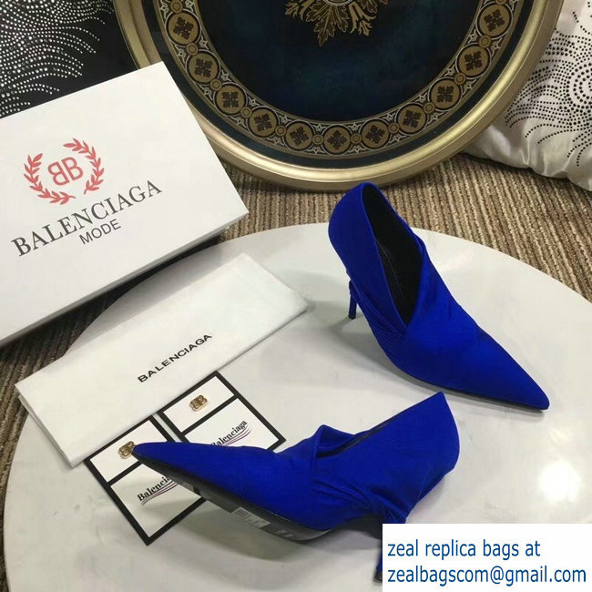 Balenciaga Heel 10cm Knife Draped Stretch Jersey Satin Pumps Cobalt Blue 2019