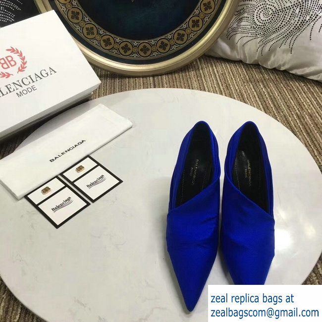 Balenciaga Heel 10cm Knife Draped Stretch Jersey Satin Pumps Cobalt Blue 2019 - Click Image to Close