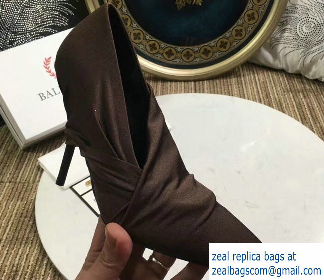 Balenciaga Heel 10cm Knife Draped Stretch Jersey Satin Pumps Coffee 2019 - Click Image to Close