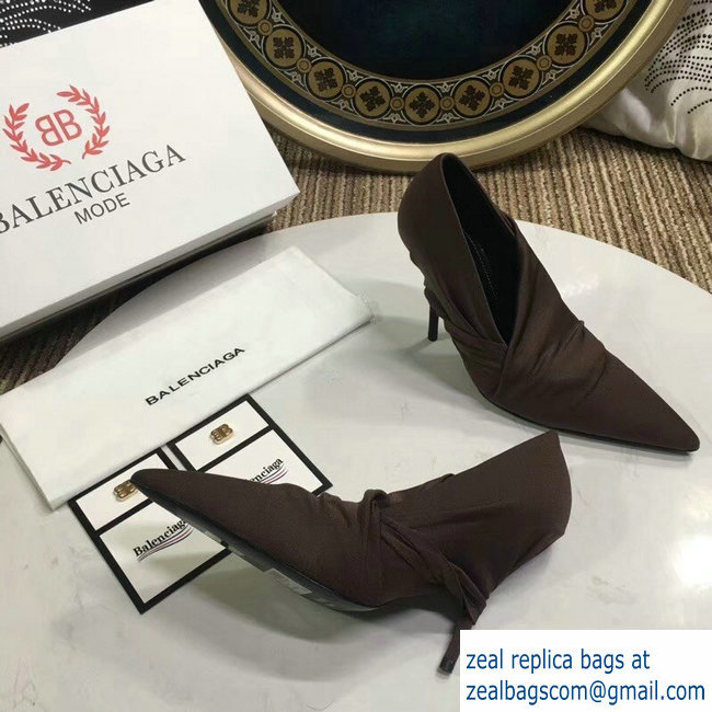 Balenciaga Heel 10cm Knife Draped Stretch Jersey Satin Pumps Coffee 2019 - Click Image to Close