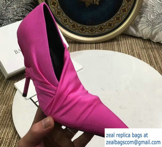 Balenciaga Heel 10cm Knife Draped Stretch Jersey Satin Pumps Dark Pink 2019 - Click Image to Close