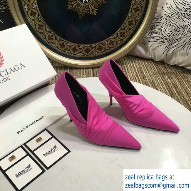 Balenciaga Heel 10cm Knife Draped Stretch Jersey Satin Pumps Dark Pink 2019
