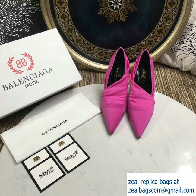 Balenciaga Heel 10cm Knife Draped Stretch Jersey Satin Pumps Dark Pink 2019