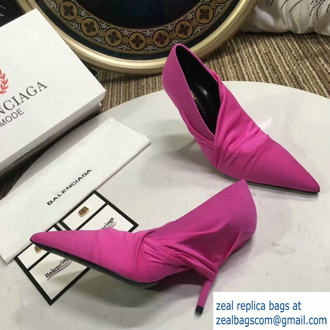 Balenciaga Heel 10cm Knife Draped Stretch Jersey Satin Pumps Dark Pink 2019